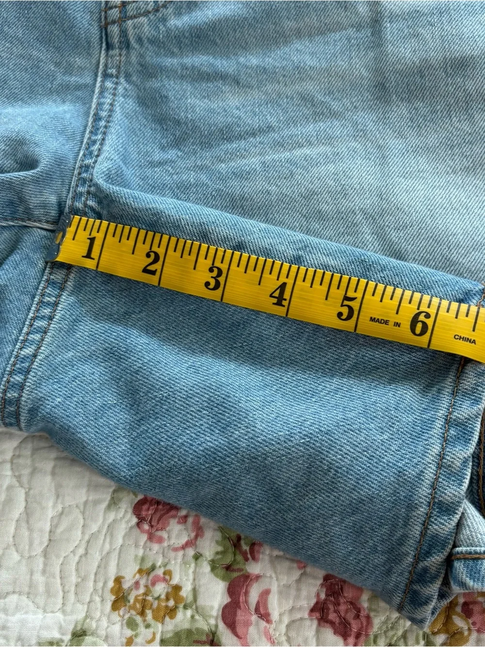 Madewell Baggy Jean Shorts Blue Women's Washed Blue Denim Size 18W Distressed